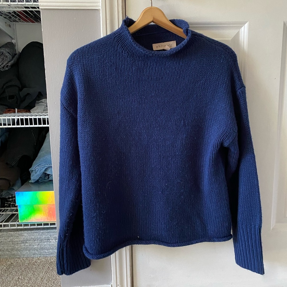 Philosophy Blue Turtleneck Sweater